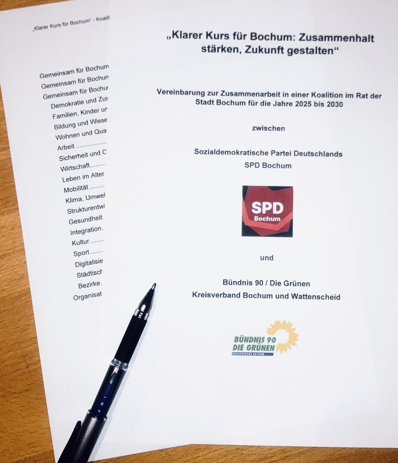 Rot-Grüne Koalitionsvereinbarung fürs Rathaus unterschrieben